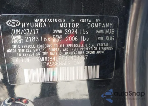2018 Hyundai Elantra Sel from USA, damaged, VIN KMHD84LF8JU493367